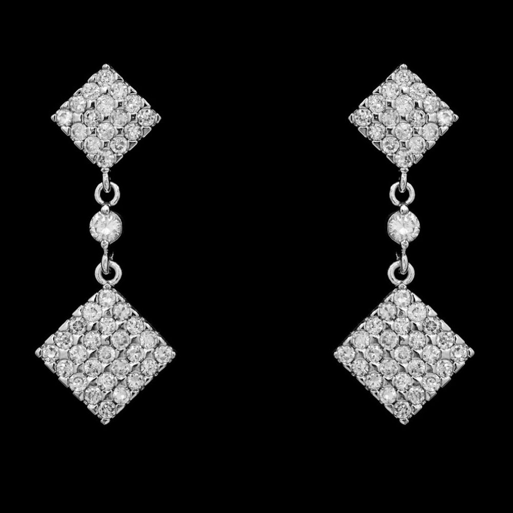 Modern Pavé Cubic Zirconia Dangle Earrings